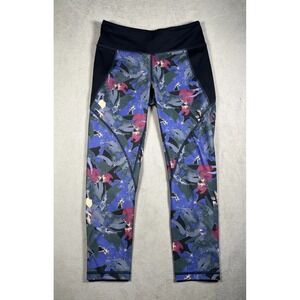 Patagonia Cropped Leggings Womens S Abstract‎ Jungle Smolder Blue EUC
